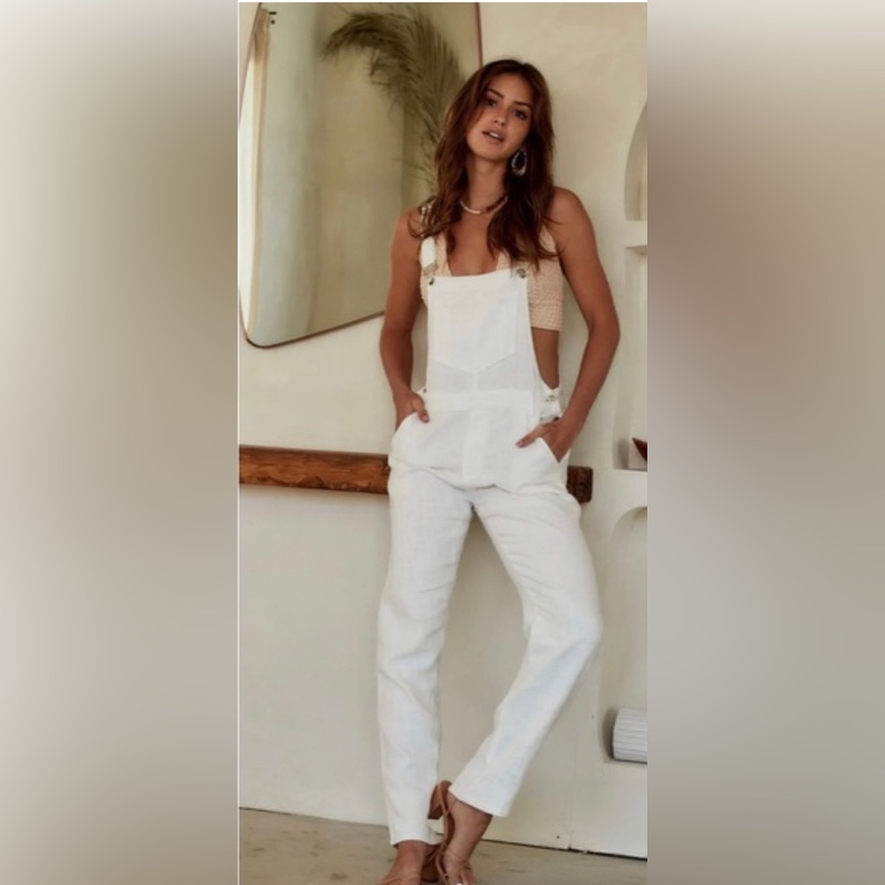 12th tribe White Linen Jumpsuit